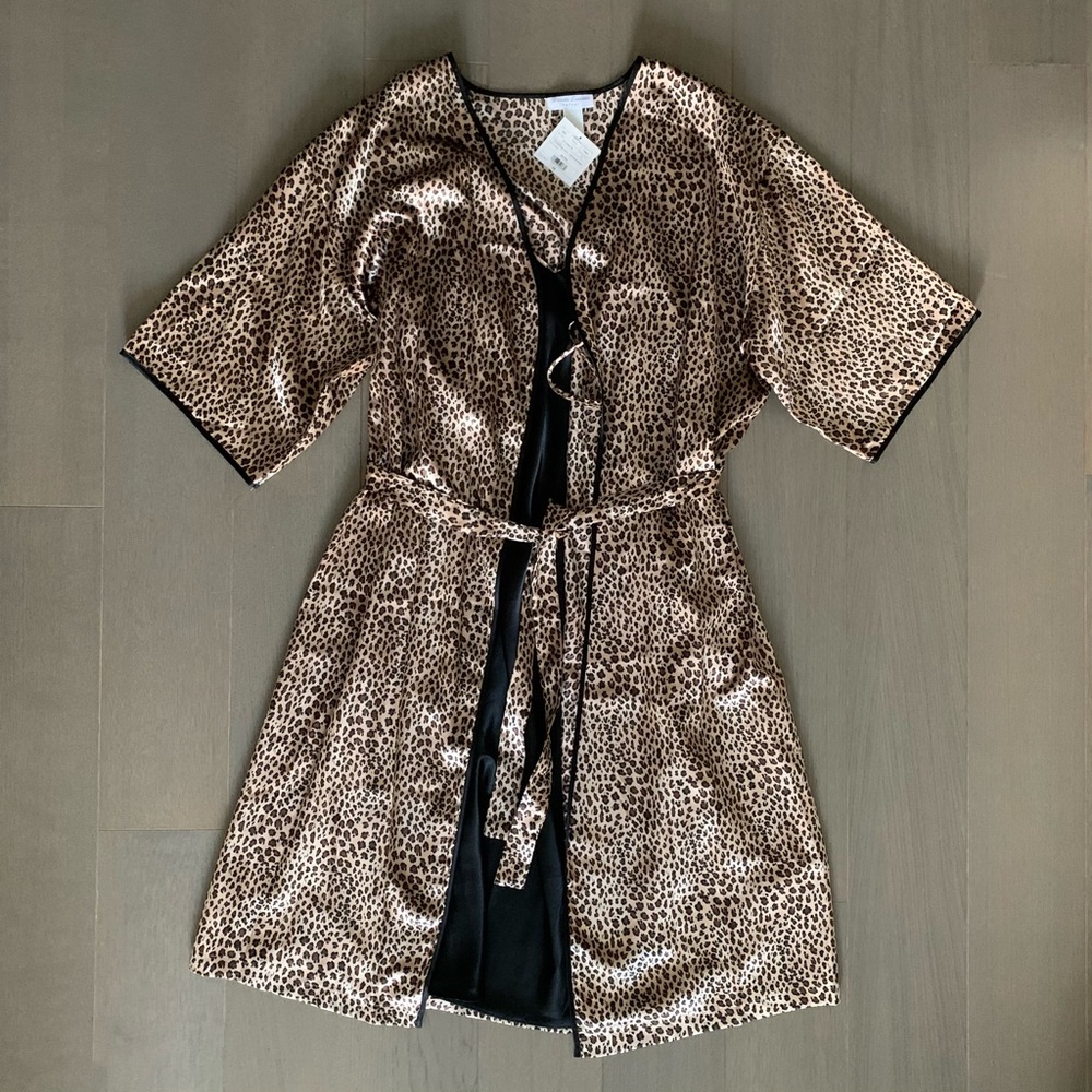 Leopard Print Robe and Black Slip
